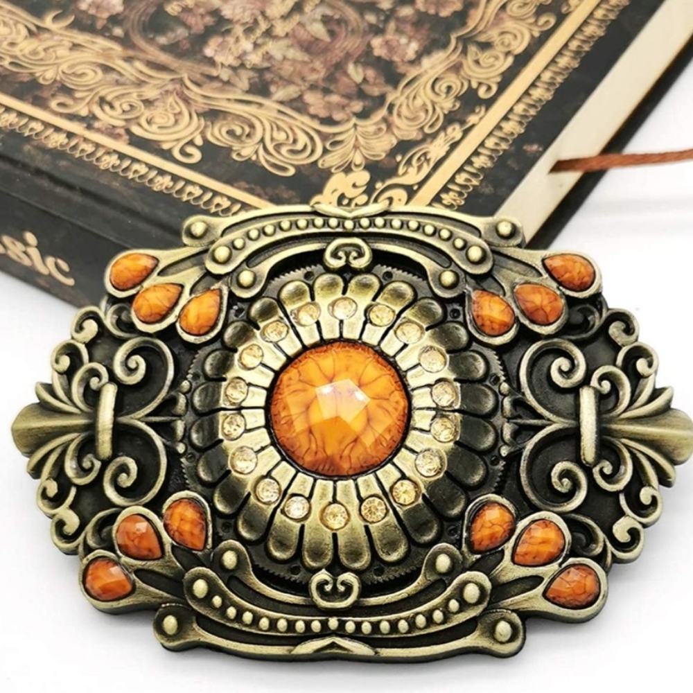 New Beautiful new bohemian bronze orange belt buckle western style